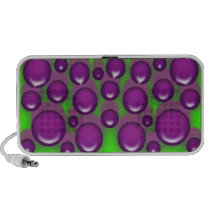 Pink polka dot circles green speakers