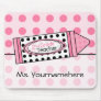 Pink Polka Dot Crayon 2nd Grade Teacher Mousepad