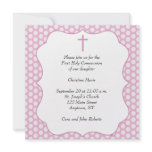 Pink Polka Dot Cross Religious Invitation