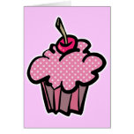 pink polka dot cupcake greeting card