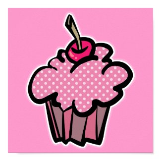pink polka dot cupcake print