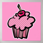 pink polka dot cupcake posters