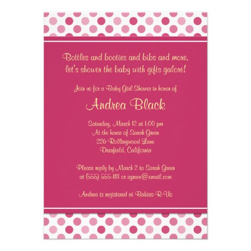 Pink Polka Dot Daisy Baby Shower Invitation