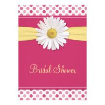 Pink Polka Dot Daisy Bridal Shower Invitation