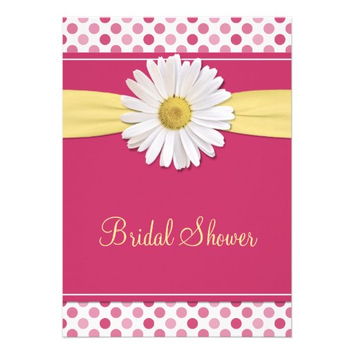 Pink Polka Dot Daisy Bridal Shower Invitation