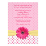 Pink Polka Dot Gerber Daisy Baby Shower Invitation