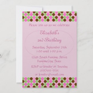 birthday party invitations photo
 on Pink Polka dot Girls Birthday Party Invitation invitation