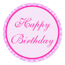 Pink Polka Dot Happy Birthday Sticker