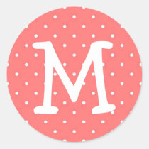 Pink polka dot kiddo monogram letter custom stickers