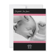 Pink Polka Dot on Black Baby Girl Announements Announcements