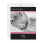 Pink Polka Dot on Black Baby Girl Announements invitations