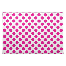 Pink Polka Dot on White (Large) Placemats