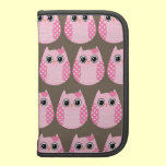 Pink Polka Dot Owls on Brown planners