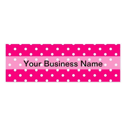 Pink polka dot pattern business card template (front side)