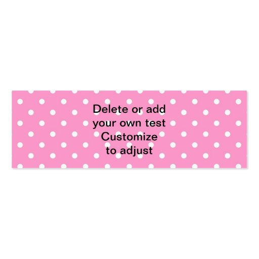 Pink polka dot pattern business card template (back side)