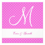 Pink Polka Dot Pattern Monogram Wedding Z212 Personalized Invite at Zazzle