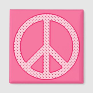 Pink Polka Dot Peace magnet