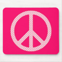 Pink Polka Dot Peace Mouse Mat