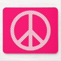 Pink Polka Dot Peace mousepads