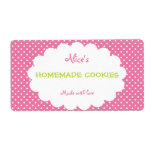 Pink Polka Dot Personalized Homemade Cookies Personalized Shipping Label
