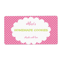 Pink Polka Dot Personalized Homemade Cookies Personalized Shipping Label