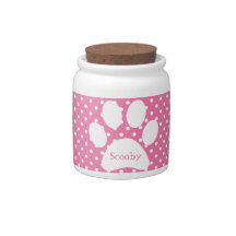 Pink Polka Dot Personalized Treat Jar Candy Dish