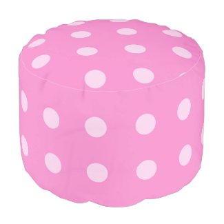 Pink Polka-dot Pouf Round Pouf