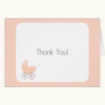 Pink Polka Dot Pram Thank You Card cards