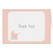 Pink Polka Dot Pram Thank You Card