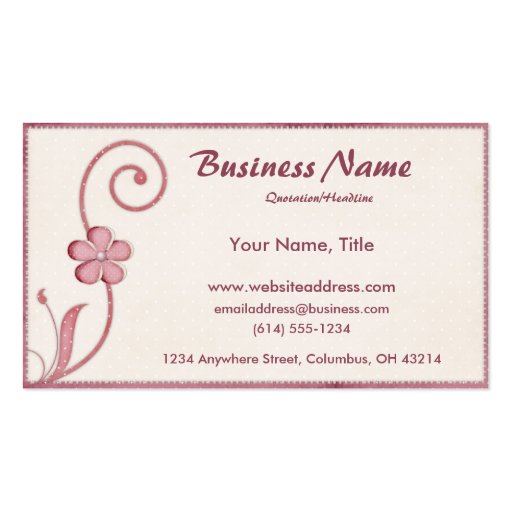 Pink Polka Dot Scrolled Design 2 Business Cards (front side)
