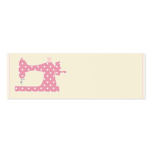 Pink polka dot seamstress business cards (front side)