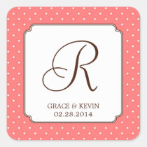 Pink polka dot single monogram letter custom stickers