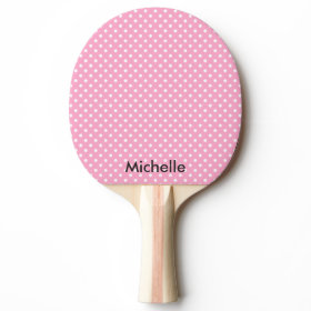 Pink polka dot table tennis ping pong paddle
