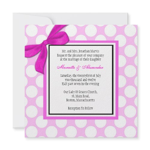 Pink Polka Dot Wedding Invitation invitation