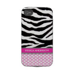 Pink Polka Dot Zebra Stripe iPhone 4 Case-Mate