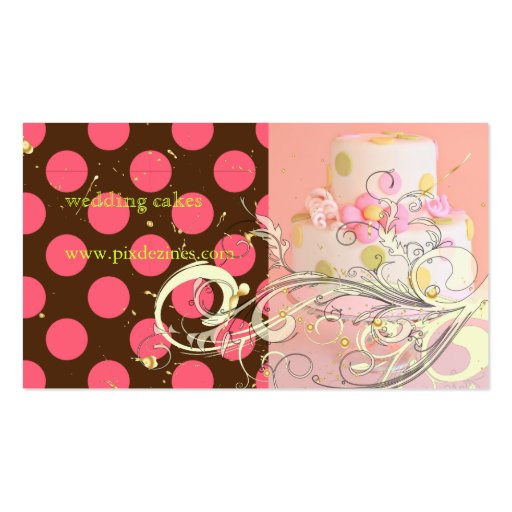 Pink polka dots and Chocolate Bakery/pâtisserie Business Cards (back side)