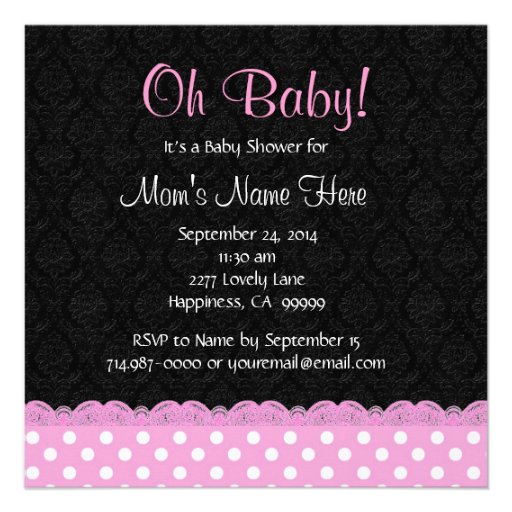 Pink Polka Dots and Lace Girl Baby Shower Personalized Announcements