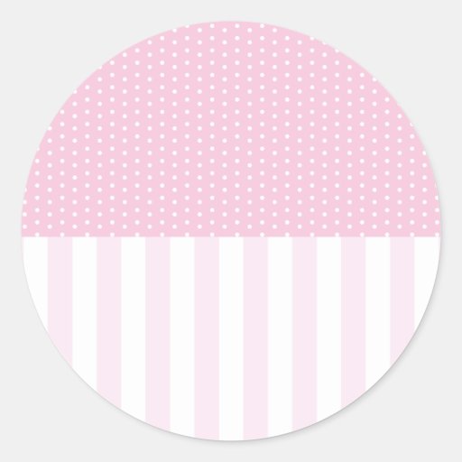 PINK POLKA DOTS AND STRIPES CLASSIC ROUND STICKER Zazzle