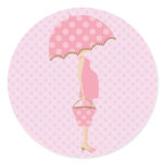 Pink Polka Dots Baby Shower Stickers
