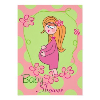 Pink Polka Dots Cute Baby Shower Invitations