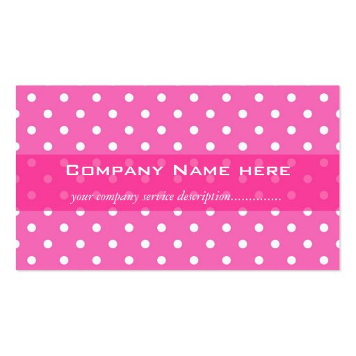 Pink polka dots girly business card business card templates (front side)