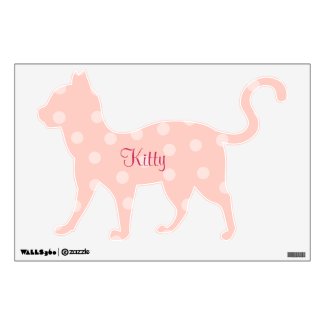 Pink Polka Dots Kitty Wall Sticker