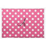 Pink polka dots monogram place mat