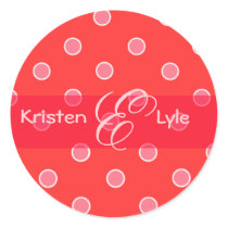 Pink polka dots monogram stickers