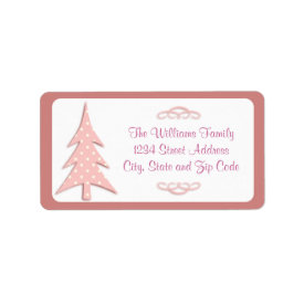 Pink Polka Dots Pattern Christmas Tree Personalized Address Label