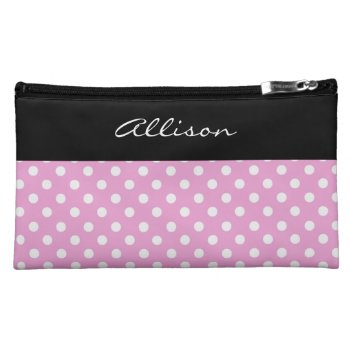Pink Polka Dots Pattern Custom Gift Item V004 Makeup Bag