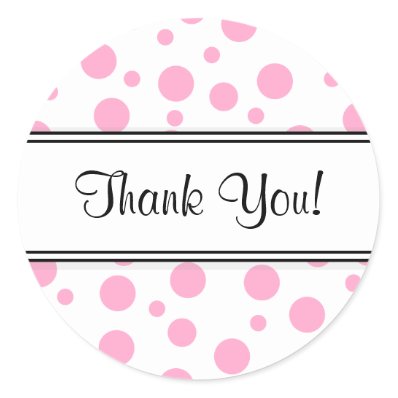 Pink Polka Dots-Thank You Stickers