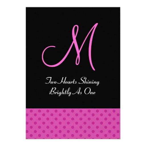 Pink Polka Dots Wedding Monogram Cards