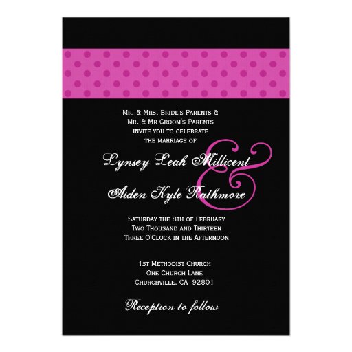 Pink Polka Dots Wedding Monogram Cards