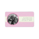 Pink Polka Dots White Stripe Custom Photo Template Labels